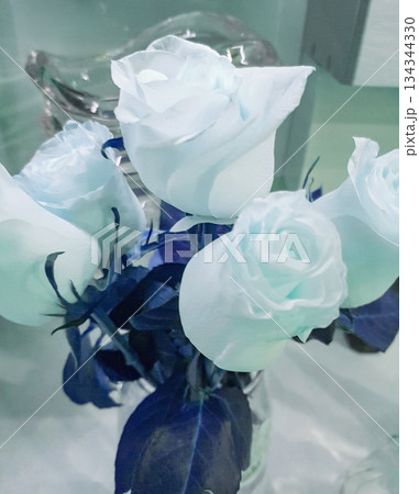 Blue roses bouquet blue toning fantasy background vertical Blue roses bouquet blue toning fantasy background vertical 134344330