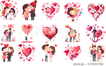 ハートカラーコレクション – Multi-Color Heart Collection	 134344786