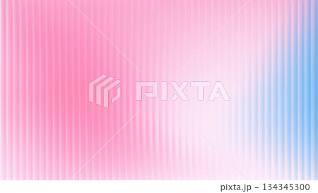 Ribbed glass background with refraction effect. Reeded glass with red and blue gradient. Abstract background 134345300