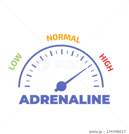Adrenaline Level meter. Vector illustrations. 134346017