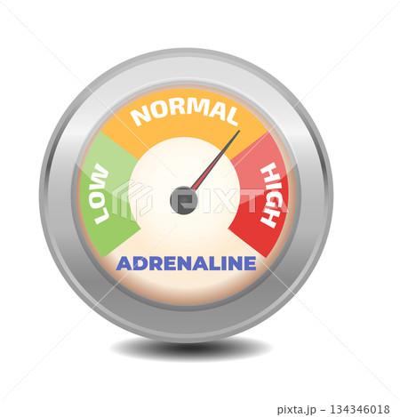 Adrenaline Level meter. Vector illustrations. Adrenaline Level meter. Vector illustrations. 134346018
