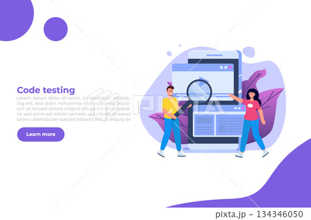 App tester. Software or application testing  concept.  Debugging development process. Vector illustration. 134346050