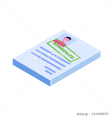 Job application Approved document paper. Vector isometric illustration 134346075