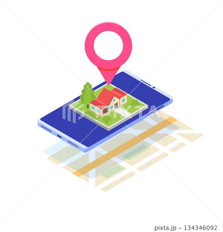 Augmented reality mobile application concept. Vector illustration Augmented reality mobile application concept. Vector illustration 134346092