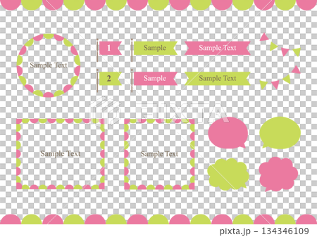 Pop and cute frame_pink and green Pop and cute frame_pink and green 134346109
