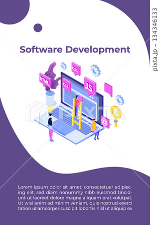 Web design and Front end development isometric concept. Vector illustration. 134346133