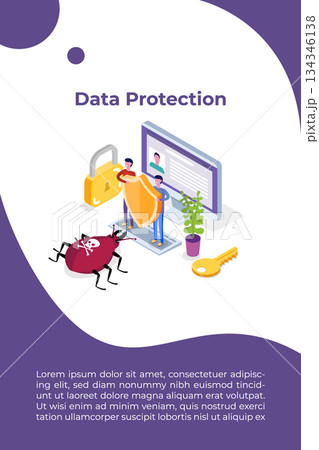 Computer virus, Data Protection isometric concept, Network data, Internet security, Secure bank transaction. Vector illustration. Computer virus, Data Protection isometric concept, Network data, Internet security, Secure bank transaction. Vector illustration. 134346138