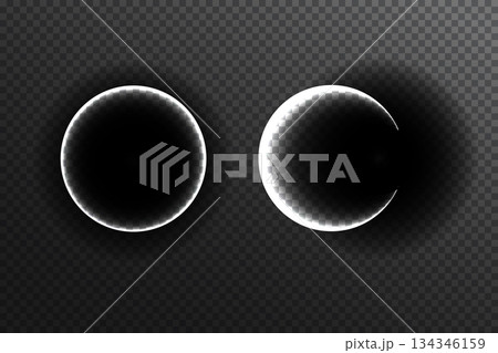 Solar eclipse concept. Realistic vector illustration isolated on dark grey background. 134346159