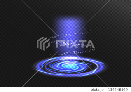 Realistic teleport tunnel, wrap aura effect.  Level up concept. Vector illustration. 134346169
