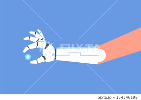 Bionic arm or Robotic mechanical hand, Prosthesis concept. Vector isolated illustration 134346198