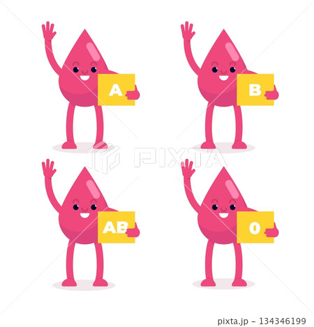 Cute Blood type character. Flat vector illustration. 134346199