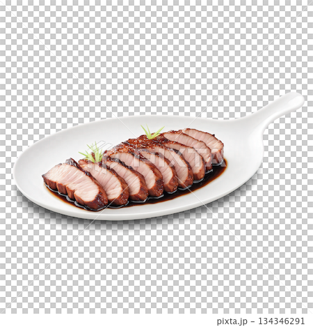 Char Siu - Chinese-style barbecued pork, marinated in a sweet and savory mixture of honey, soy sauce, and spices, then Char Siu - Chinese-style barbecued pork, marinated in a sweet and savory mixture of honey, soy sauce, and spices, then 134346291