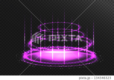 Realistic teleport tunnel, wrap aura effect. Level up concept. Vector illustration. Realistic teleport tunnel, wrap aura effect. Level up concept. Vector illustration. 134346323