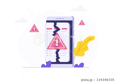 Program crashes, software errors, warning system notification. Vector illustration Program crashes, software errors, warning system notification. Vector illustration 134346339
