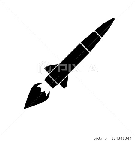 Missiles rocket icon. Atomic warhead silhouette. Vector illustration. 134346344
