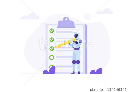 Robot or ai complete project task, getting...のイラスト素材 [134346345] - PIXTA
