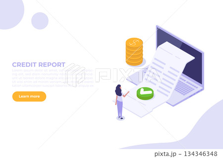 Isometric Approved credit bill, Payment approved concept. Vector illustration. Isometric Approved credit bill, Payment approved concept. Vector illustration. 134346348