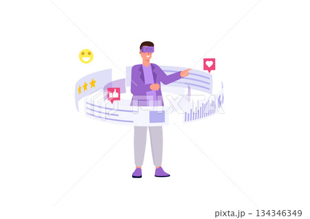 Vr in marketing, augmented vr concept. Vector illustration. Vr in marketing, augmented vr concept. Vector illustration. 134346349