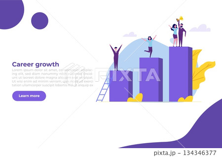 Career growth, Business goal achievement concept. Character climbing on ascending chart. Vector illustration flat style 134346377