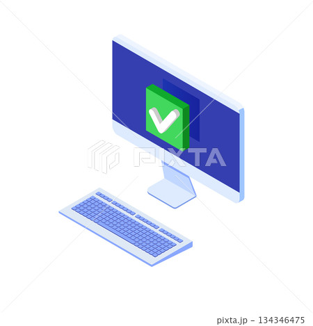 Checkbox isometric.  Checkmark or tick notification. Vector illustration. 134346475
