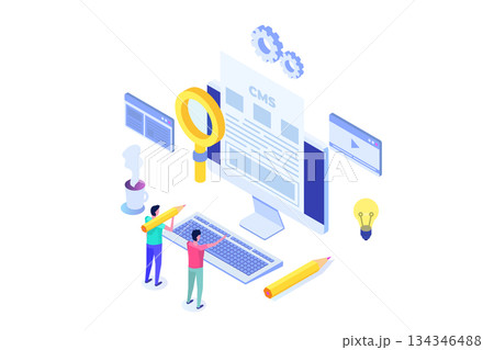 CMS, Content management concept. Vector illustration. CMS, Content management concept. Vector illustration. 134346488