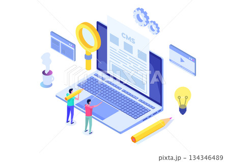 CMS, Content management concept. Vector illustration. 134346489