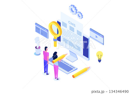 CMS, Content management concept. Vector illustration. CMS, Content management concept. Vector illustration. 134346490