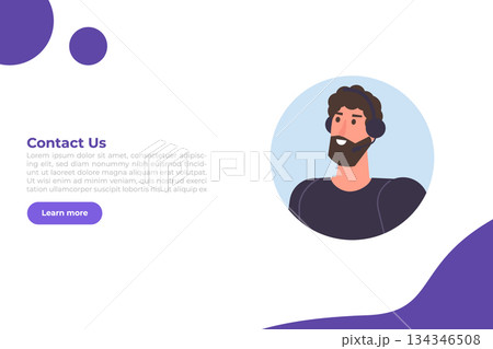 Contact us landing page template. Vector illustration. 134346508