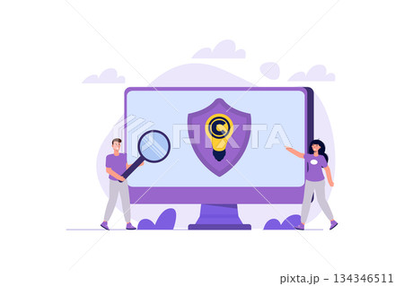 Copyright reserved, patented protection Intellectual property, concept. Vector illustration. 134346511
