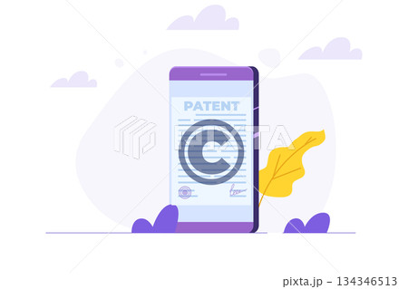 Copyright reserved, patented protection Intellectual property, concept. Vector illustration. 134346513