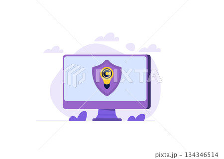 Copyright reserved, patented protection Intellectual property, concept. Vector illustration. 134346514