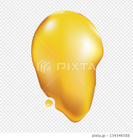 Oil smear, Drop Yellow Gel realistic, Cosmetic Cream Liquid. Realistic vector illustration 134346588