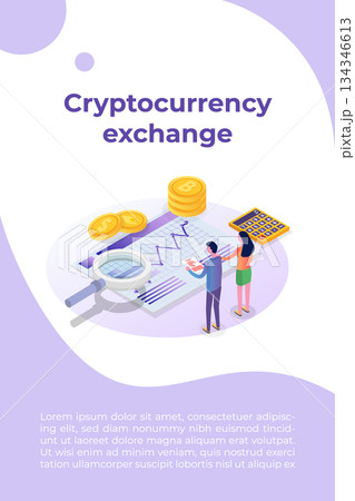 Cryptocurrency mining, exchange, blockchain isometric. Vector illustration. 134346613