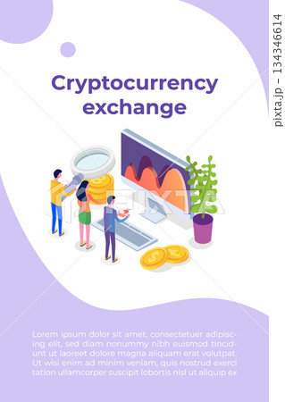 Cryptocurrency mining, exchange, blockchain isometric. Vector illustration. 134346614