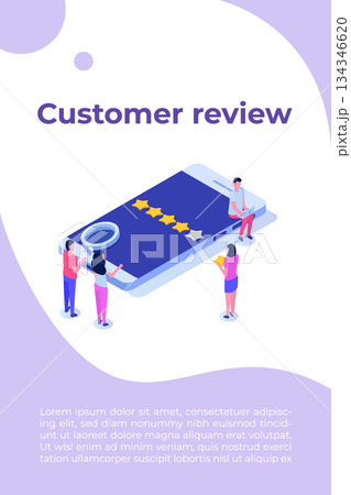 Customer review, Usability Evaluation,  Feedback,  Rating system isometric concept. Vector illustration 134346620