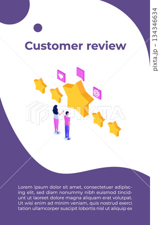 Customer review, Usability Evaluation,  Feedback,  Rating system isometric concept. Vector illustration 134346634