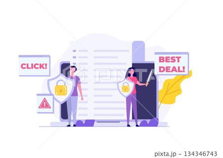Computer adware attack, spam, internet advertising concept. Vector illustration 134346743