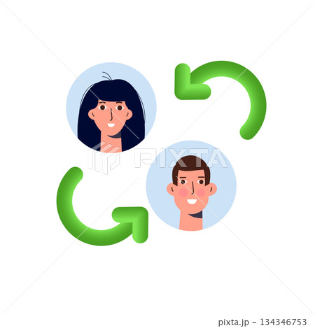 Exchange change user, crm clients replacement concept. Vector illustration. 134346753