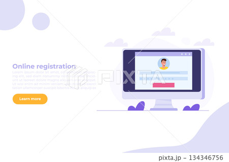 Create an account, Online registration concept. Secure login and password. Vector Illustration. Create an account, Online registration concept. Secure login and password. Vector Illustration. 134346756