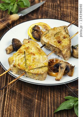 Fish skewers tuna. Fish skewers tuna. 134346840