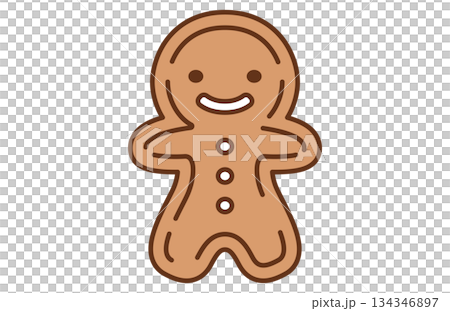 Cute hand-drawn gingerbread man 134346897