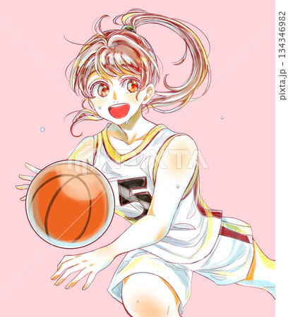 バスケットボールをする女の子 134346982