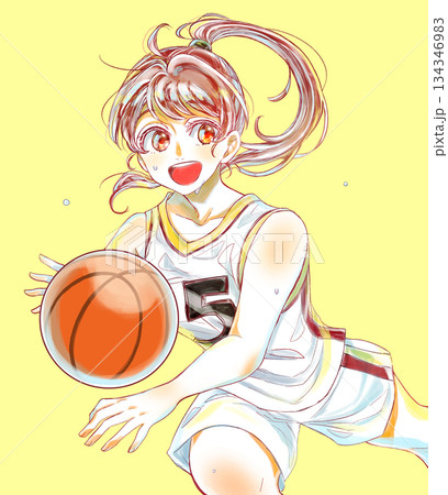 バスケットボールをする女の子 134346983