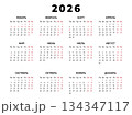 2026 calendar in Russian, with national weekends and holidays. Printable template. Minimalist, modern business calendar for 2026. Week starts on Monday. 134347117