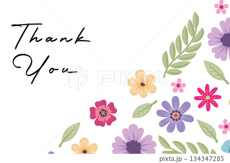 Elegant Thank You Card Design with Colorful Floral Accents and Modern Typography Elegant Thank You Card Design with Colorful Floral Accents and Modern Typography 134347285