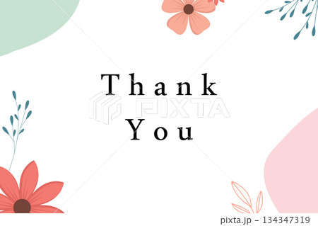 Elegant Thank You Card Design with Floral Accents and Soft Colors 134347319