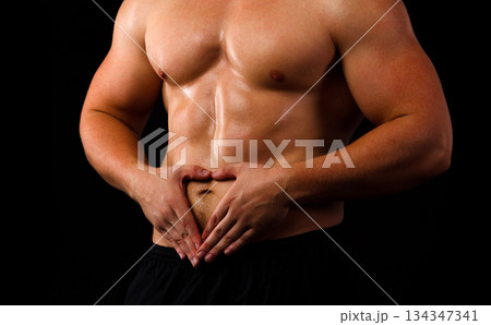 torso of young muscular man torso of young muscular man 134347341