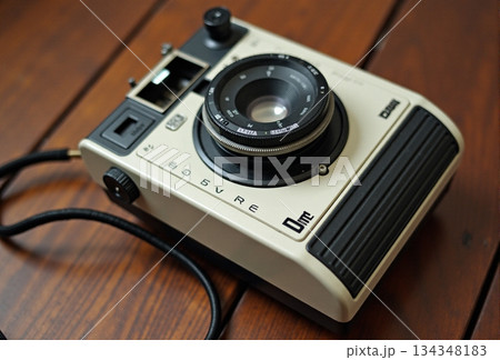 AI generated Retro film device resting on wood with soft bokeh and nostalgic ambiance 134348183