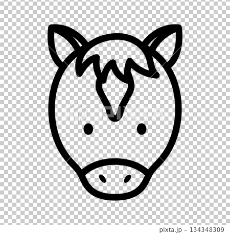 馬の顔のシンプルなアイコンのイラスト 134348309