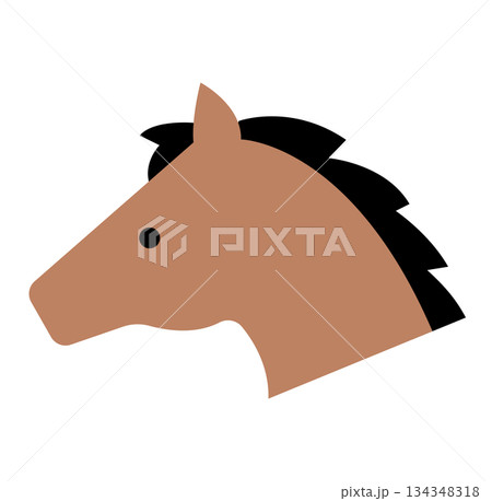 馬の顔のシンプルなアイコンのイラスト 134348318